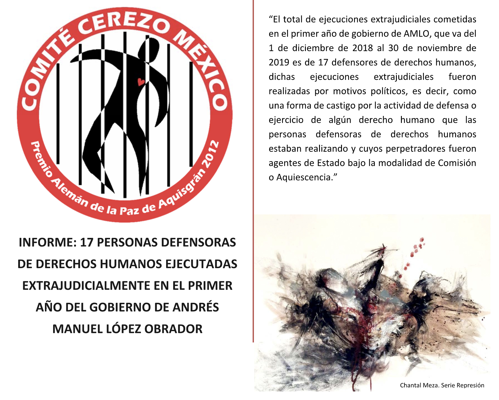 [INFORME] 17 Personas defensoras de DDHH ejecutadas extrajudicialmente en el 1 er año del gobierno de AMLO: Comité Cerezo México